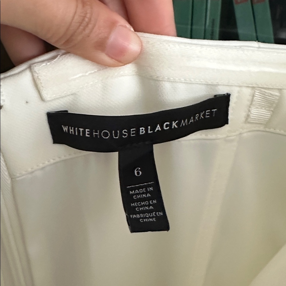 White House Black Market Strapless White Front-Slit Jumpsuit - Picture 4 of 5